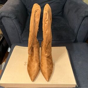 Steve Madden Huntley Knee High 26” Boots W/3.75” Heel Cognac Size 11 NWOT SU5